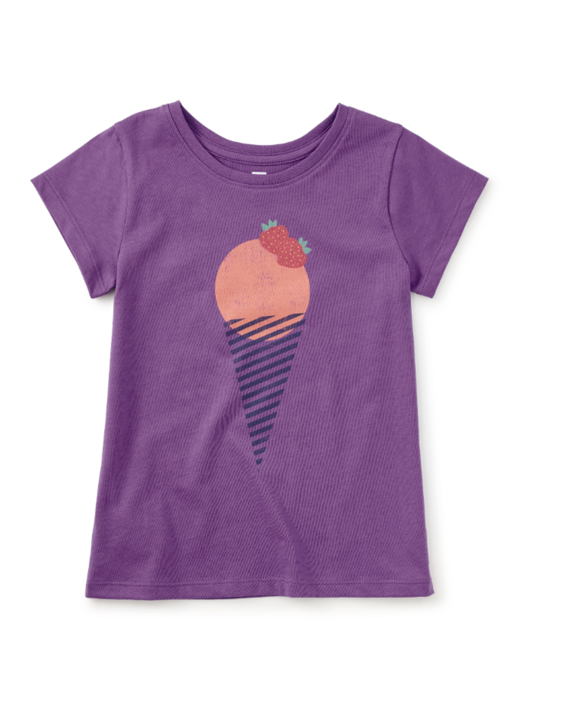 Tea Collection GLITTER STRAWBERRY GRAPHIC TEE DEEP LAVENDER