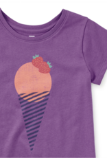 Tea Collection GLITTER STRAWBERRY GRAPHIC TEE DEEP LAVENDER