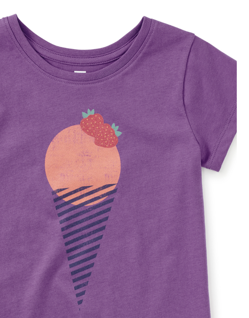 Tea Collection GLITTER STRAWBERRY GRAPHIC TEE DEEP LAVENDER