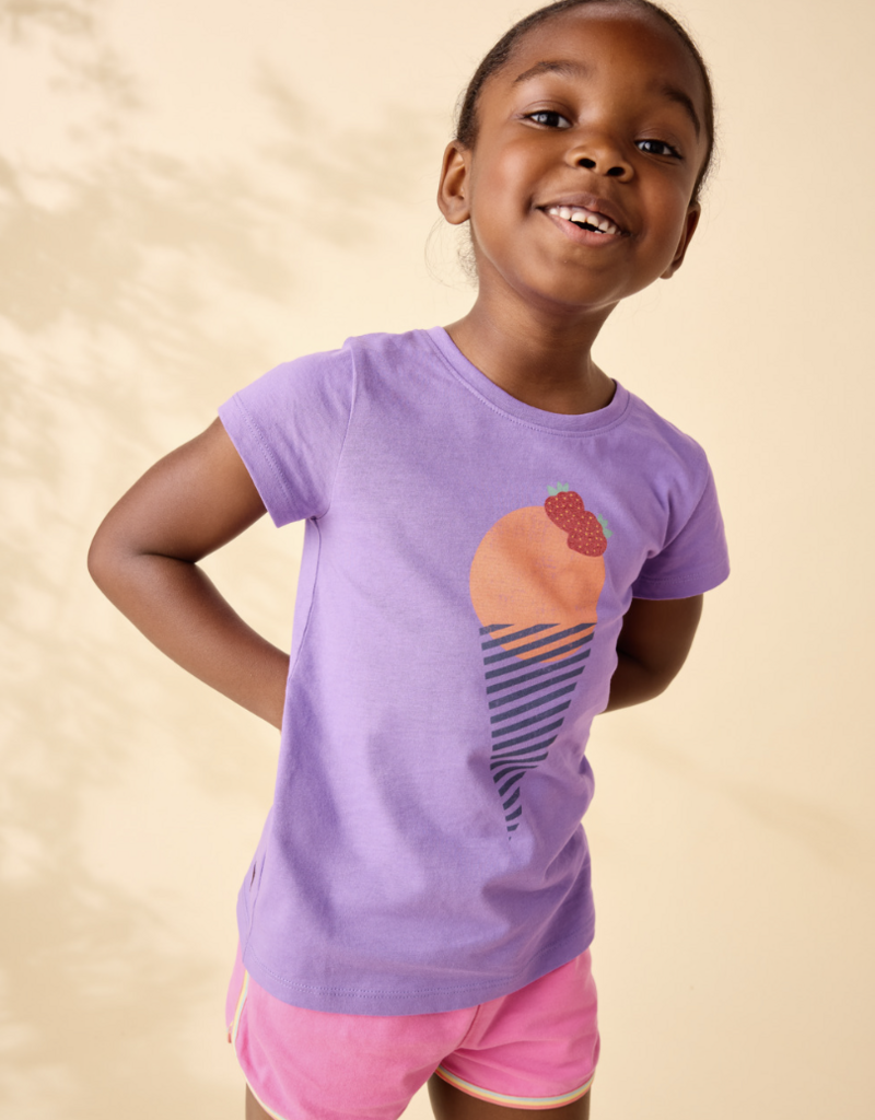 Tea Collection GLITTER STRAWBERRY GRAPHIC TEE DEEP LAVENDER