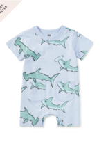 Tea Collection DOUBLE POCKET BABY ROMPER HUNGRY HAMMERHEADS