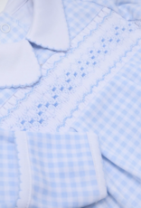 Magnolia Baby Mini Checks Blue Smocked Collared Footie