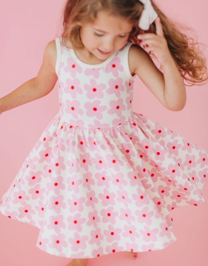Good Apples Kids S/S Twirl Dress Pink Daisies