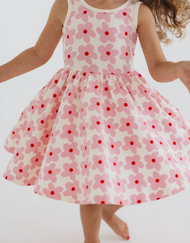Good Apples Kids S/S Twirl Dress Pink Daisies