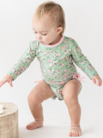 RuffleButts SALE. L/S One Piece Rash Guard Tea Roses