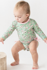 RuffleButts L/S One Piece Rash Guard Tea Roses