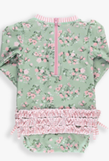 RuffleButts L/S One Piece Rash Guard Tea Roses
