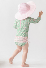 RuffleButts L/S One Piece Rash Guard Tea Roses