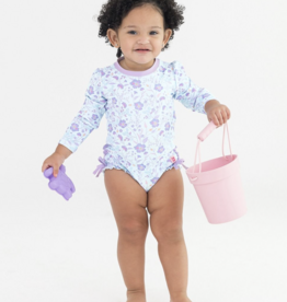 RuffleButts L/S One Piece Rashguard Fairytale Garden
