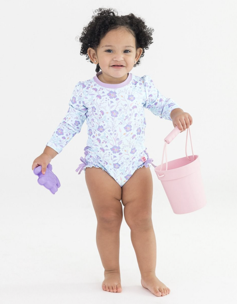 RuffleButts L/S One Piece Rashguard Fairytale Garden