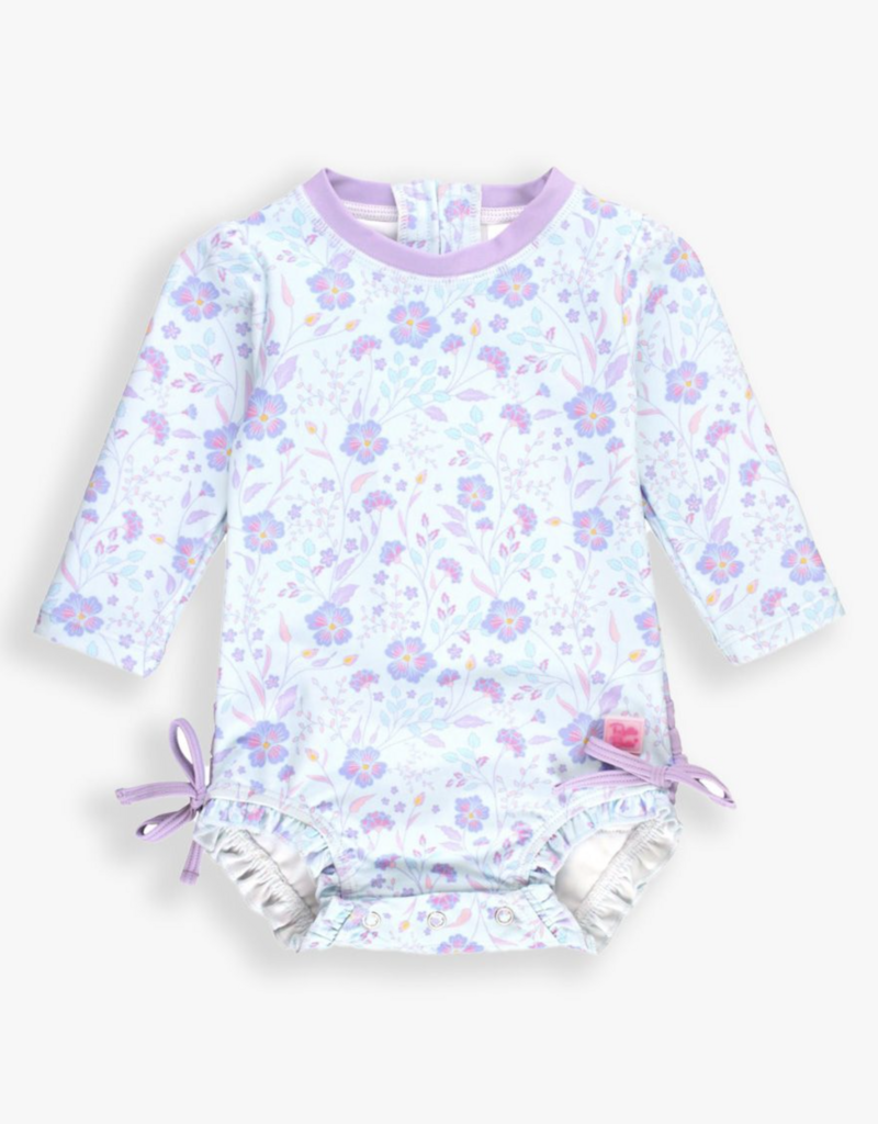 RuffleButts L/S One Piece Rashguard Fairytale Garden