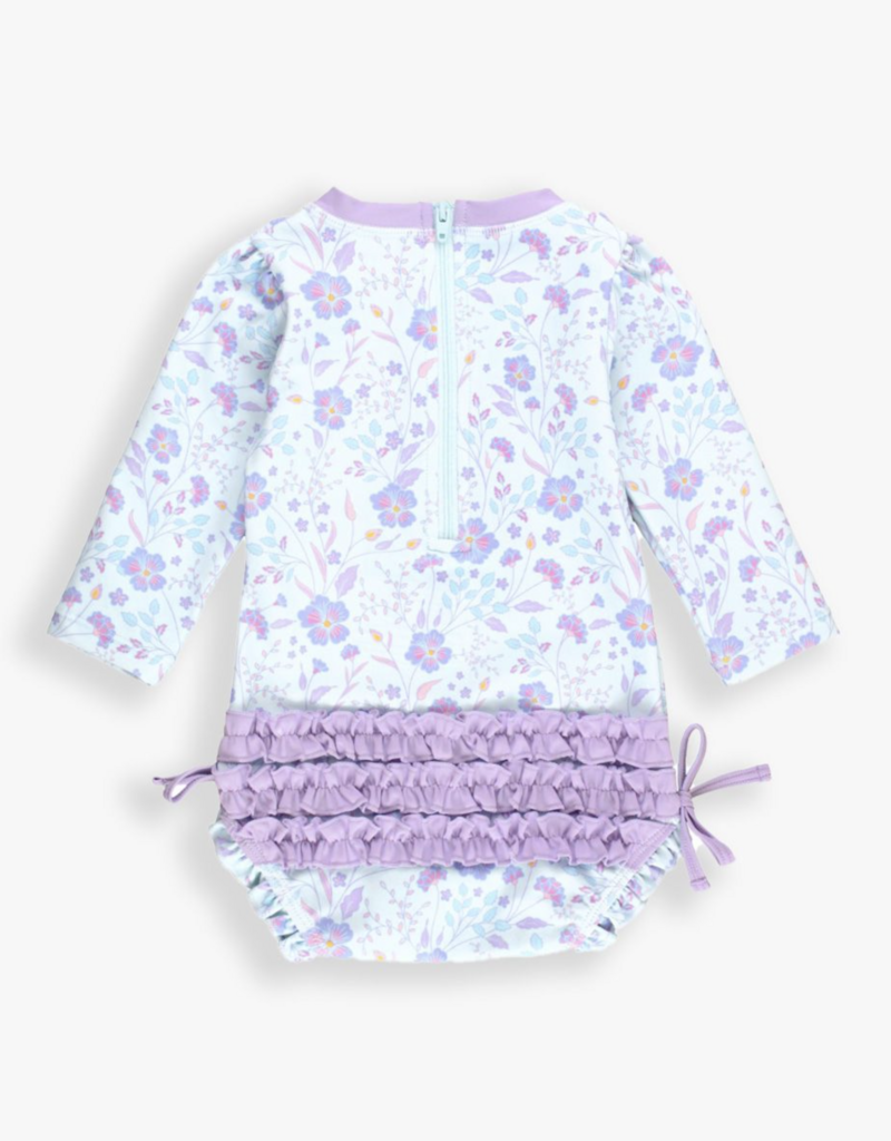 RuffleButts L/S One Piece Rashguard Fairytale Garden