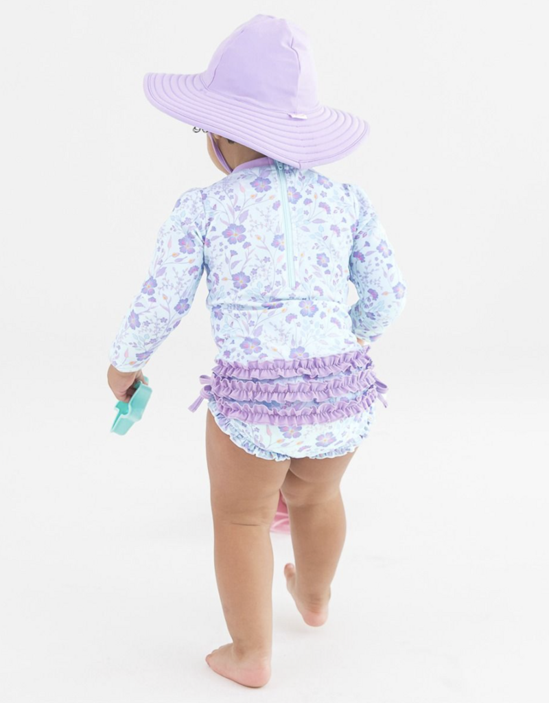 RuffleButts L/S One Piece Rashguard Fairytale Garden