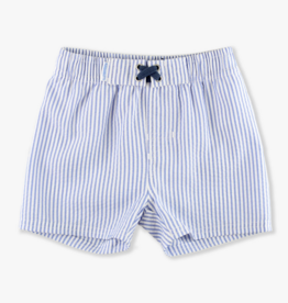 RuffleButts Periwinkle Blue Seersucker Swim Trunks