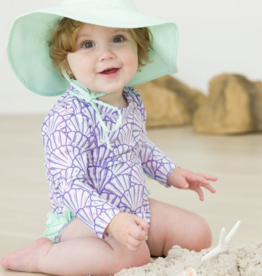 RuffleButts Magical Mermaid L/S One Piece Rashguard w/Back Ruffles