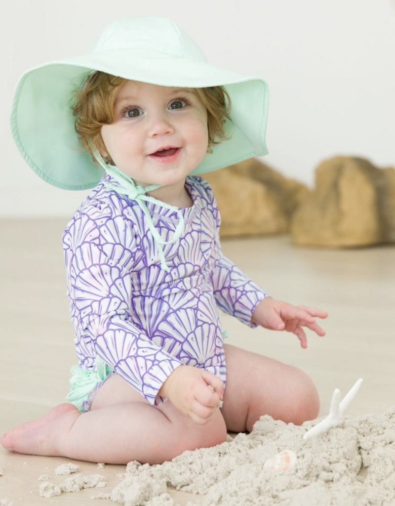 RuffleButts Magical Mermaid L/S One Piece Rashguard w/Back Ruffles
