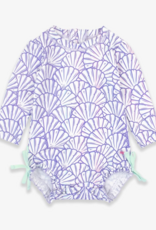 RuffleButts Magical Mermaid L/S One Piece Rashguard w/Back Ruffles