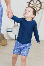 RuffleButts Blue Seas the Day Swim Trunks
