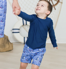 RuffleButts Blue Seas the Day Swim Trunks