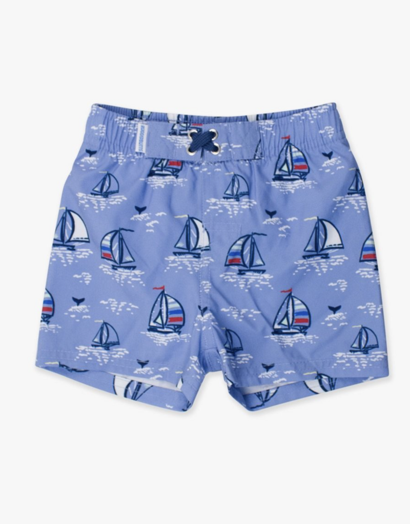 RuffleButts Blue Seas the Day Swim Trunks