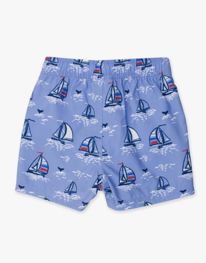 RuffleButts Blue Seas the Day Swim Trunks