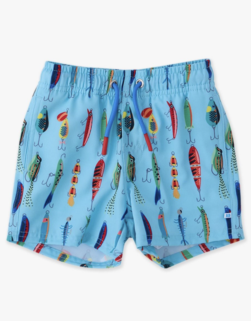 RuffleButts Gone Fishin Performance Hybrid Swim Trunks