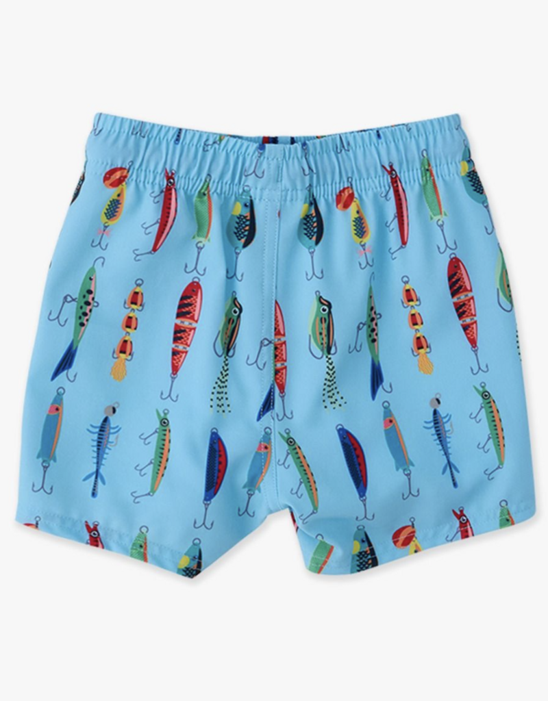 RuffleButts Gone Fishin Performance Hybrid Swim Trunks