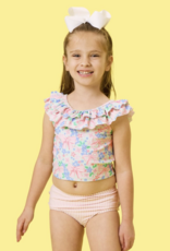 RuffleButts Bow Blooms Ruffle Tankini 2-Piece Swimsuit w/Ruffles