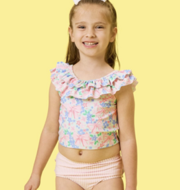 RuffleButts Bow Blooms Ruffle Tankini 2-Piece Swimsuit w/Ruffles
