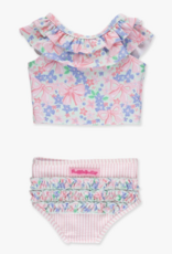 RuffleButts Bow Blooms Ruffle Tankini 2-Piece Swimsuit w/Ruffles