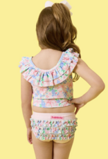RuffleButts Bow Blooms Ruffle Tankini 2-Piece Swimsuit w/Ruffles