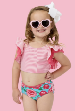 RuffleButts Bright Blossoms Butterfly Tankini Swimsuit w/Ruffles
