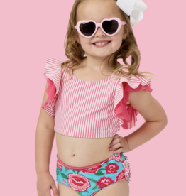 RuffleButts Bright Blossoms Butterfly Tankini Swimsuit w/Ruffles