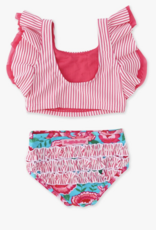 RuffleButts Bright Blossoms Butterfly Tankini Swimsuit w/Ruffles