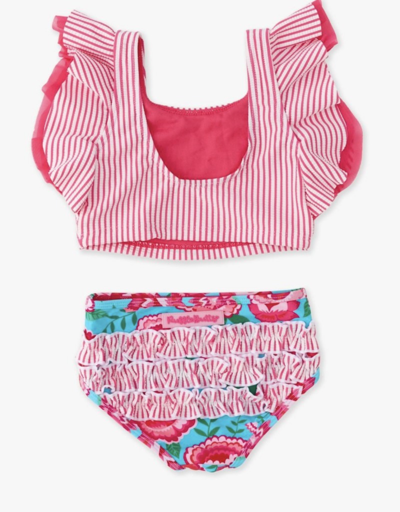 RuffleButts Bright Blossoms Butterfly Tankini Swimsuit w/Ruffles