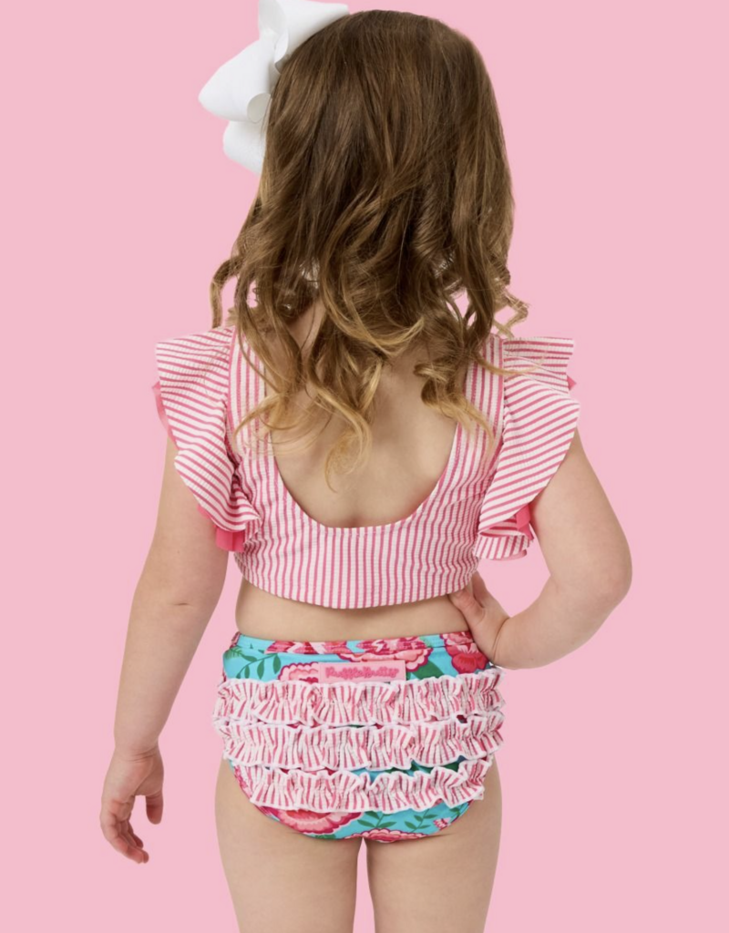 RuffleButts Bright Blossoms Butterfly Tankini Swimsuit w/Ruffles