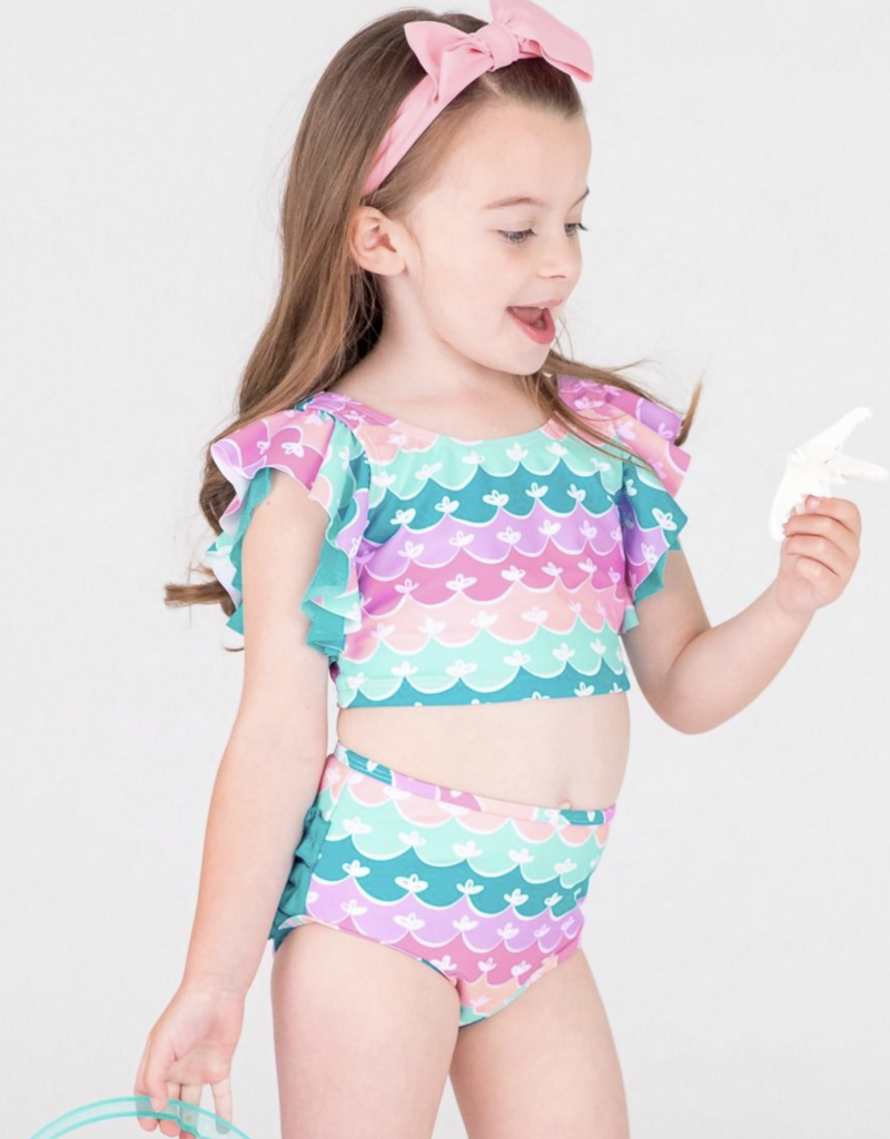 RuffleButts Mermaid Butterfly Tankini w/Ruffles