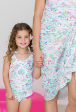 RuffleButts Tropical Resort Tie Shoulder Swimsuit