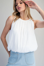 ee:some Solid Sleeveless Gathered Blouse Off White