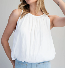 ee:some Solid Sleeveless Gathered Blouse Off White