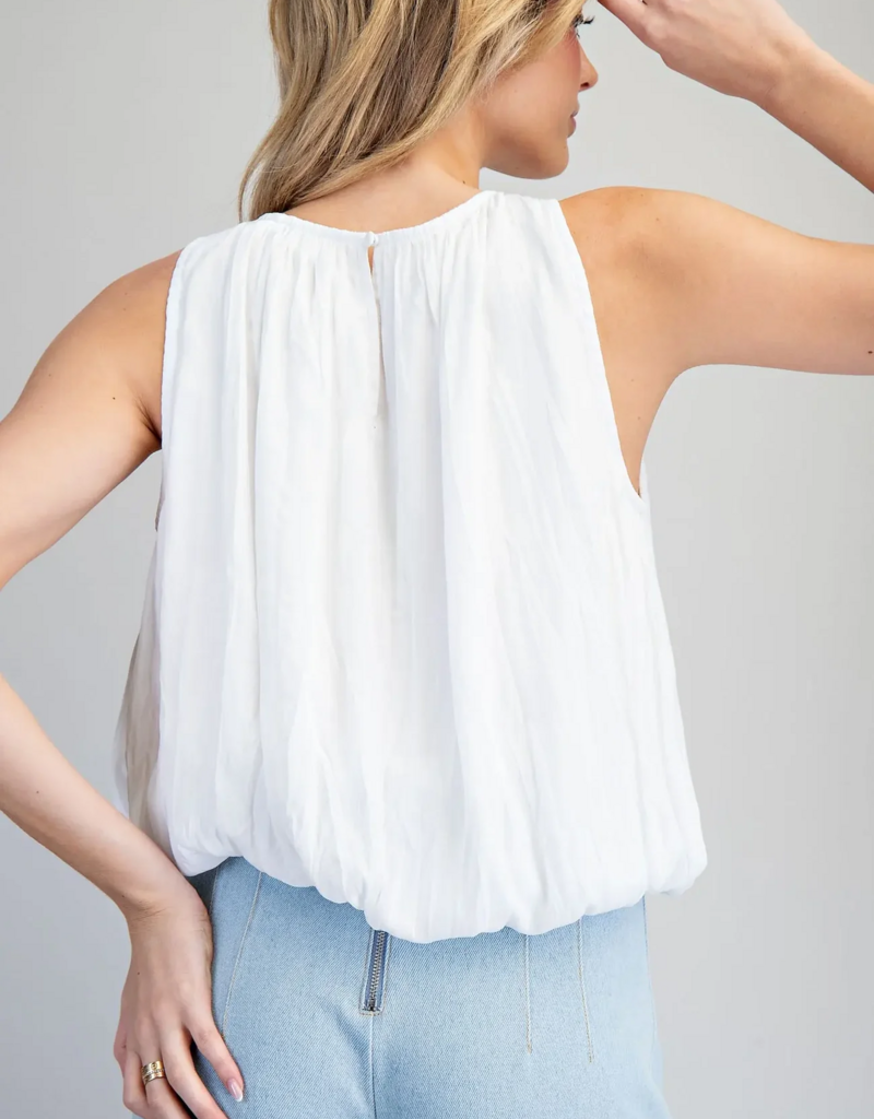 ee:some Solid Sleeveless Gathered Blouse Off White