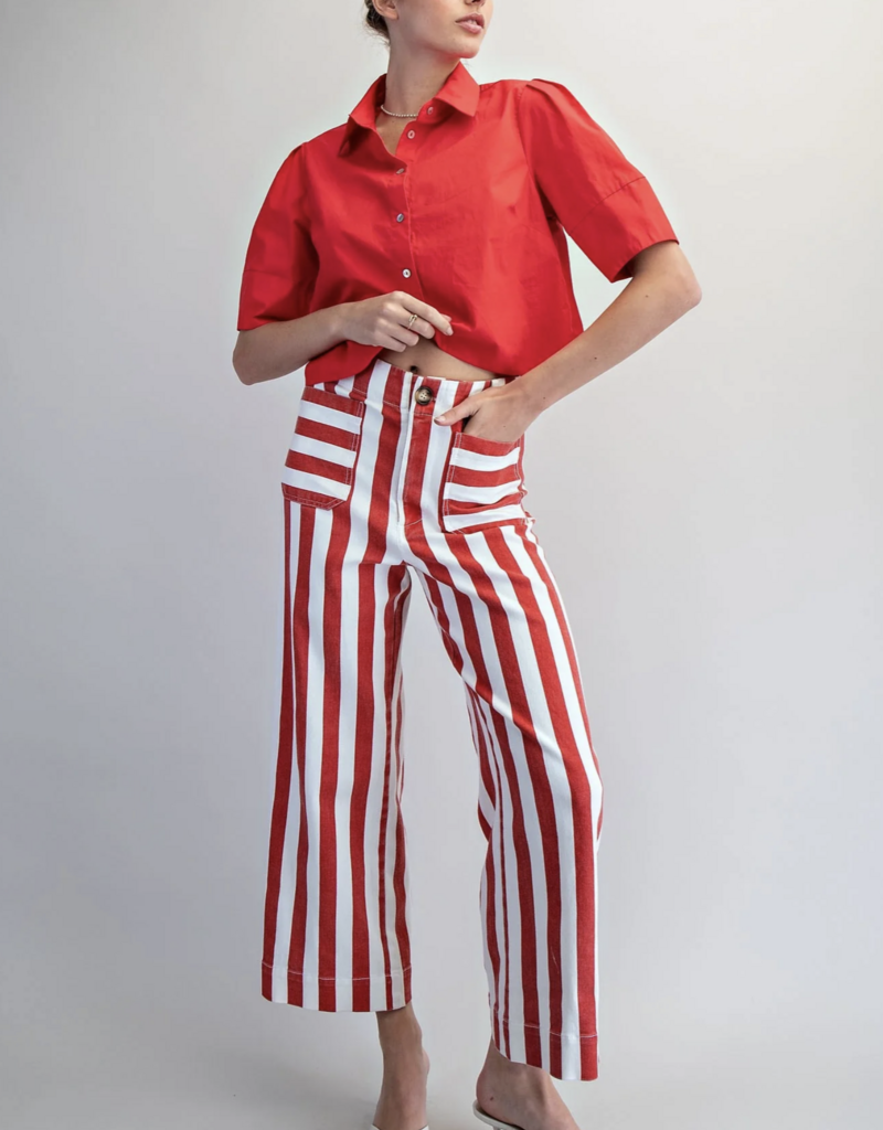 ee:some Striped Straight Leg Pants Tomato