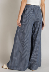 ee:some Washed Pinstriped Tie Waist Wide Leg Pants Denim
