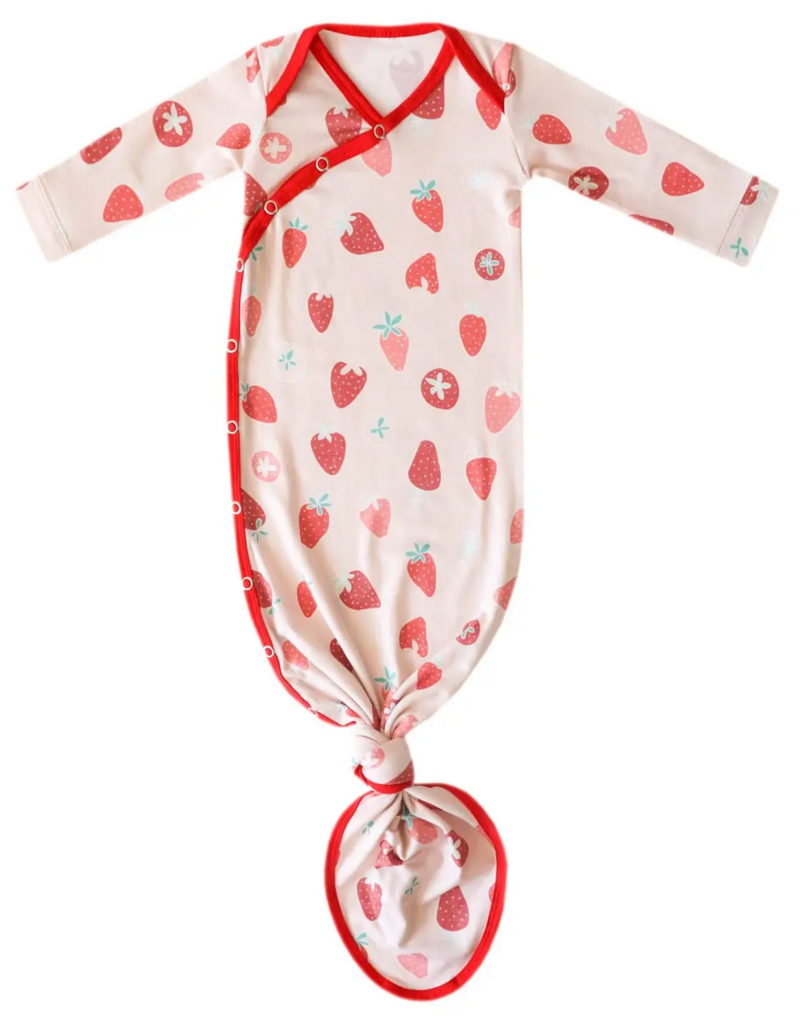 Copper Pearl Newborn Knotted Gown Strawberry