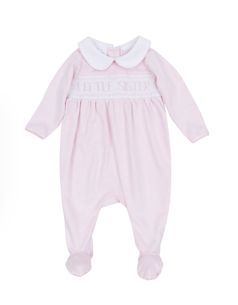 Magnolia Baby Little Sister Smocked Footie Pink