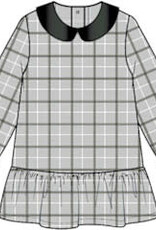 miles the label L/S DRESS WOVEN-LT GREY PLAID