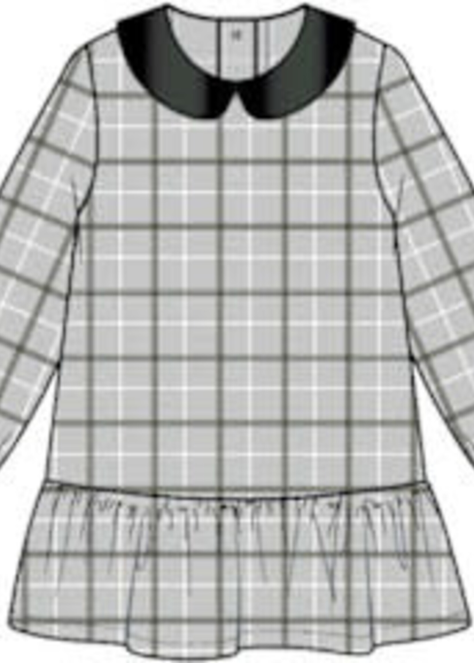 miles the label L/S DRESS WOVEN-LT GREY PLAID