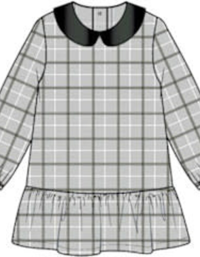 miles the label L/S DRESS WOVEN-LT GREY PLAID