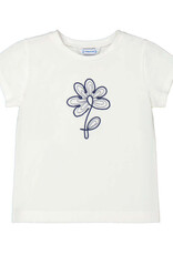 Mayoral White Flower Embroidered S/S Tee