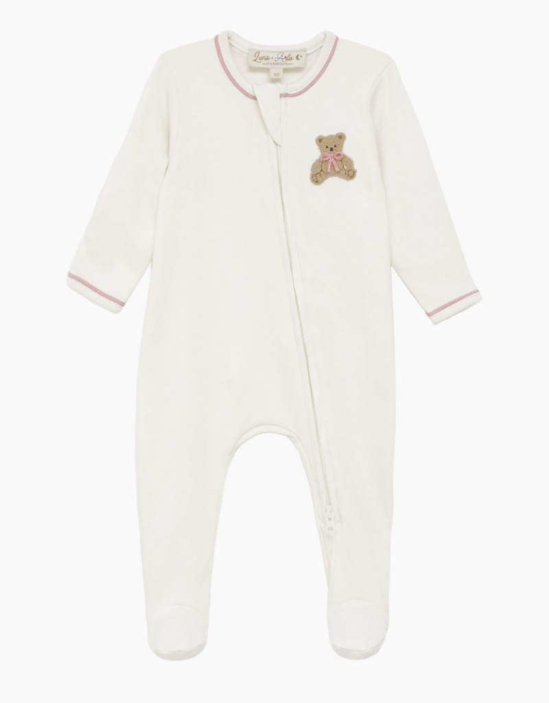 Magnolia Baby Bear Hugs Zip Footie Dusty Rose